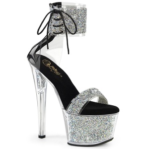 Black 18 cm SKY-327RSI pleaser high heels with strass ankle cuff