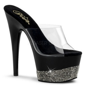 Black Rhinestone 18 cm Pleaser ADORE-701-3 Mules High Heels Platform