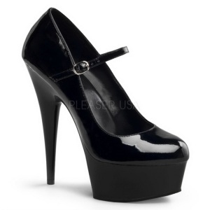 Black Shiny 15 cm PLEASER DELIGHT-687 Platform Pumps