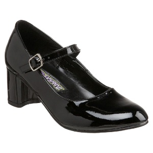 Black Shiny 5 cm SCHOOLGIRL-50 Low Heeled Classic Pumps Shoes