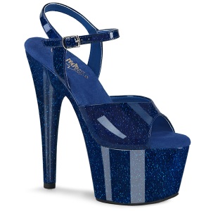 Blue 18 cm ADORE-709GP glitter platform sandals shoes