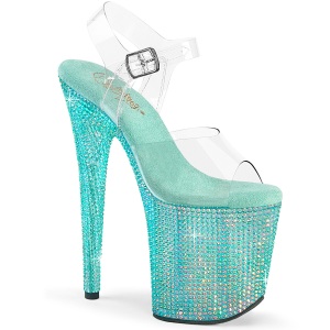 Blue 20 cm 808RRS Pole dance high heels shoes rhinestones platform