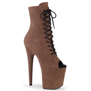 Brown faux suede 20 cm FLAMINGO-1021FS Pole dancing ankle boots