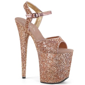 Copper 20 cm FLAMINGO-810LG glitter platform high heels shoes