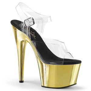 Gold 18 cm ADORE-708 Chrome Platform High Heels