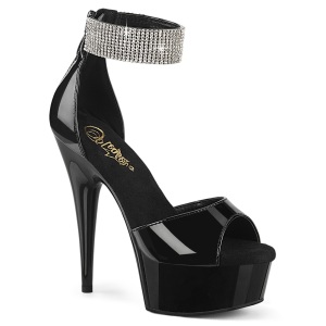 Patent 15 cm DELIGHT-625 pleaser high heels with ankle straps