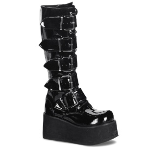 Patent 8,5 cm TTRASH518 cyberpunk knee high mens boots platform black