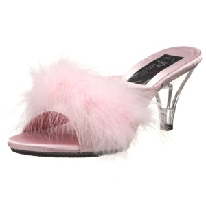 Pink Feathers 8 cm BELLE-301F High Women Mules Shoes for Men