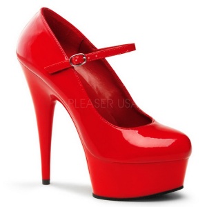 Red Shiny 15 cm PLEASER DELIGHT-687 Platform Pumps