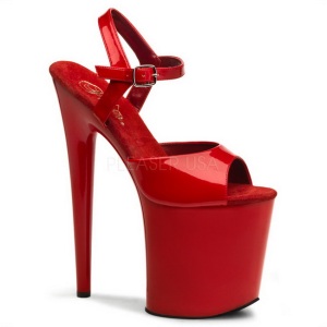 Red Shiny 20 cm Pleaser FLAMINGO-809 High Heels Platform