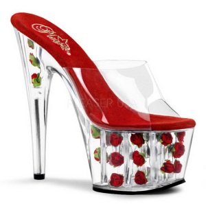 Red Transparent 18 cm ADORE-701FL Platform High Mules