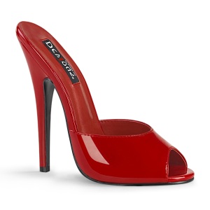 Red mules 15 cm DOMINA-101 fetish high heeled mules