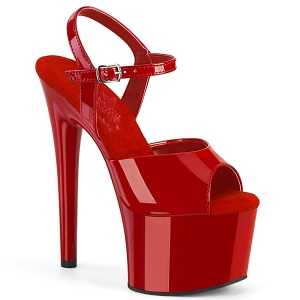 Red sandals platform 18 cm PASSION-709 pleaser high heels sandals