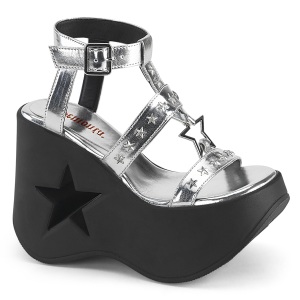 Silver 13 cm DemoniaCult DYNAMITE-12 emo sandals wedge sandals