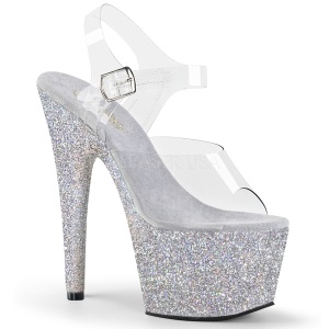 Silver glitter 18 cm Pleaser ADORE-708HMG Pole dancing high heels shoes