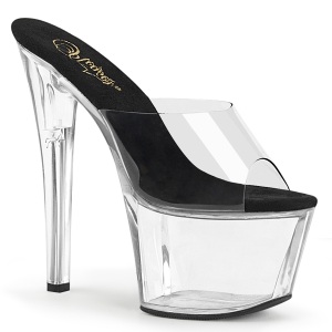 Transparent 18 cm PLEASER SKY-301-2 Platform Mules Shoes