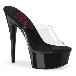 Vinyl 15 cm EXCITE-601 Black mules high heels