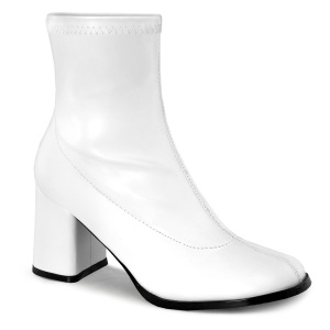 White Leatherette 7,5 cm GOGO-150 stretch block heels ankle boots