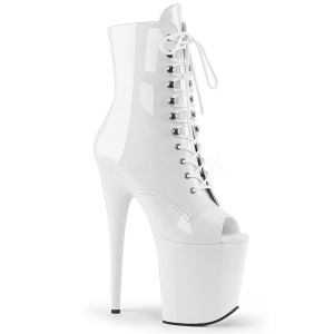 White Patent 20 cm FLAMINGO-1021 womens platform soled ankle boots