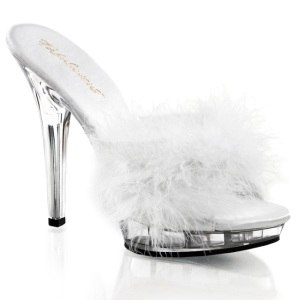 White Transparent 13 cm LIP-101-8 Plateau Women Mules Shoes