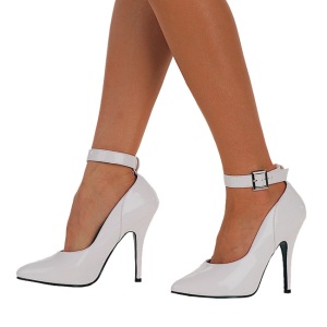 White pumps 13 cm SEDUCE-431 ankle strap high heels pumps