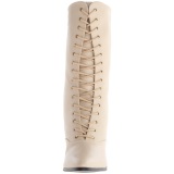 Beige 7 cm VICTORIAN-120 Lace Up Ankle Calf Women Boots