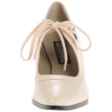 Beige Matte 7 cm retro vintage VICTORIAN-03 Pumps with low heels