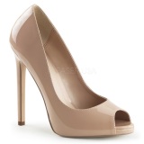 Beige Shiny 13 cm SEXY-42 Low Heeled Classic Pumps Shoes