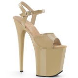 Beige Shiny 20 cm Pleaser FLAMINGO-809 High Heels Platform