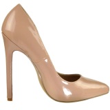 Beige Varnished 13 cm SEXY-20 pointed toe stiletto pumps