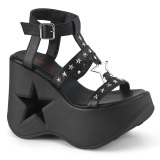 Black 13 cm DemoniaCult DYNAMITE-12 emo sandals wedge sandals