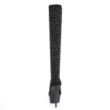 Black 15 cm DELIGHT-30022 Knit fabric exotic pole dance overknee boots