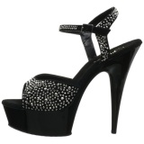 Black 15 cm DELIGHT-609RS Womens Shoes with Glittering Stones