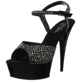 Black 15 cm DELIGHT-609RS Womens Shoes with Glittering Stones