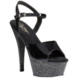 Black 15 cm KISS-209MG High Heels Glitter Platform