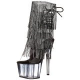 Black 18 cm ADORE-1017RSFT womens fringe ankle boots high heels