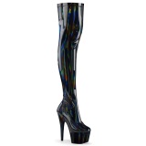 Black 18 cm ADORE-3000HWR Hologram exotic pole dance overknee boots