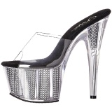 Black 18 cm ADORE-701SRS Rhinestones platform mules womens