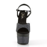 Black 18 cm ADORE-709-2G glitter platform sandals shoes