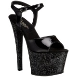 Black 18 cm SKY-309MG High Heels Glitter Platform