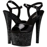 Black 18 cm SKY-309MG High Heels Glitter Platform