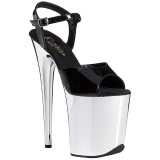 Black 20 cm Pleaser FLAMINGO-809 High Heels Chrome Platform