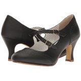 Black 7,5 cm retro vintage FLAPPER-35 Pinup Pumps Shoes with Low Heels