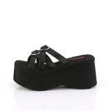 Black 9 cm DemoniaCult FUNN-15 emo gothic platform mules