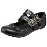 Black DAISY-03 gothic mary jane ballerina shoes flat heels