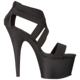 Black Elasticated 18 cm ADORE-769 Platform High Heeled Sandal Shoes