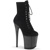 Black Faux Suede 20 cm FLAMINGO-1020FST Exotic pole dance ankle boots