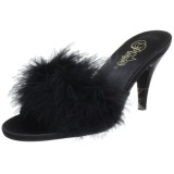 Black Feathers 8 cm AMOUR-03 High Women Mules Shoes for Men