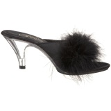 Black Feathers 8 cm BELLE-301F High Women Mules Shoes for Men