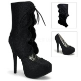 Black Glitter 14,5 cm Burlesque TEEZE-31G Platform Pumps Shoes